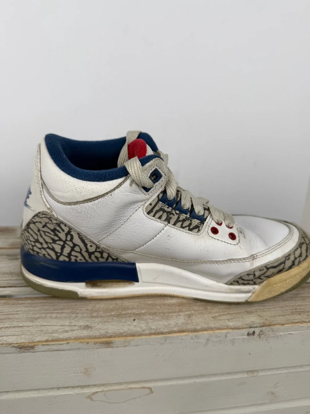 Nike Air Jordan 3 RetroTrue Blue sneakers elephant print overlays kids size 4.5Y